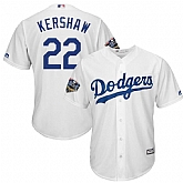 Dodgers 22 Clayton Kershaw White 2018 World Series Cool Base Player Jersey Dzhi,baseball caps,new era cap wholesale,wholesale hats